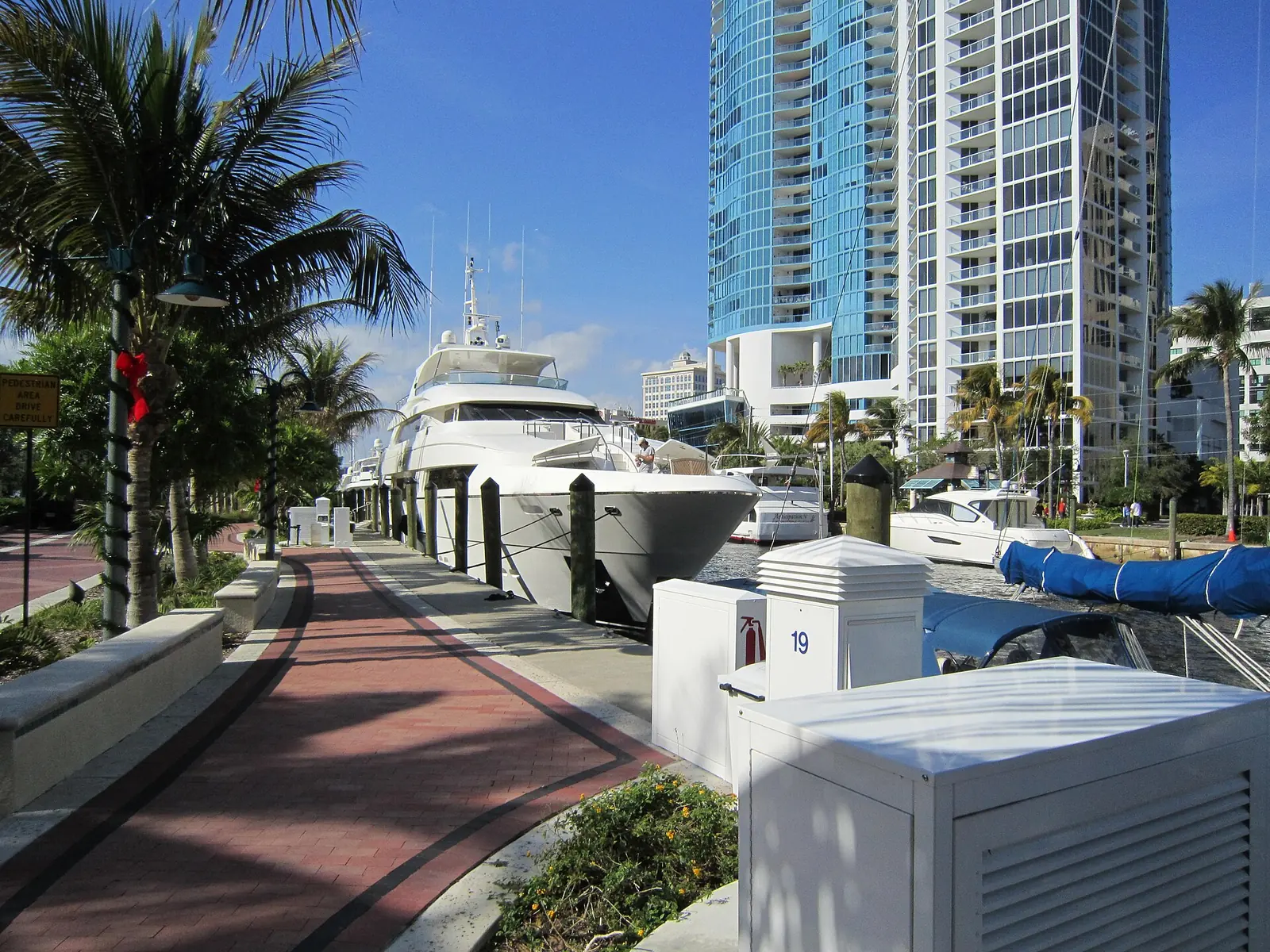 The Riverwalk along the New River in downtown Fort Lauderdale.