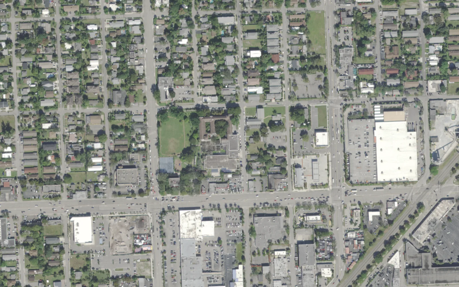 North Side Elementary School's campus on NE 11th Street in Fort Lauderdale, seen from the air