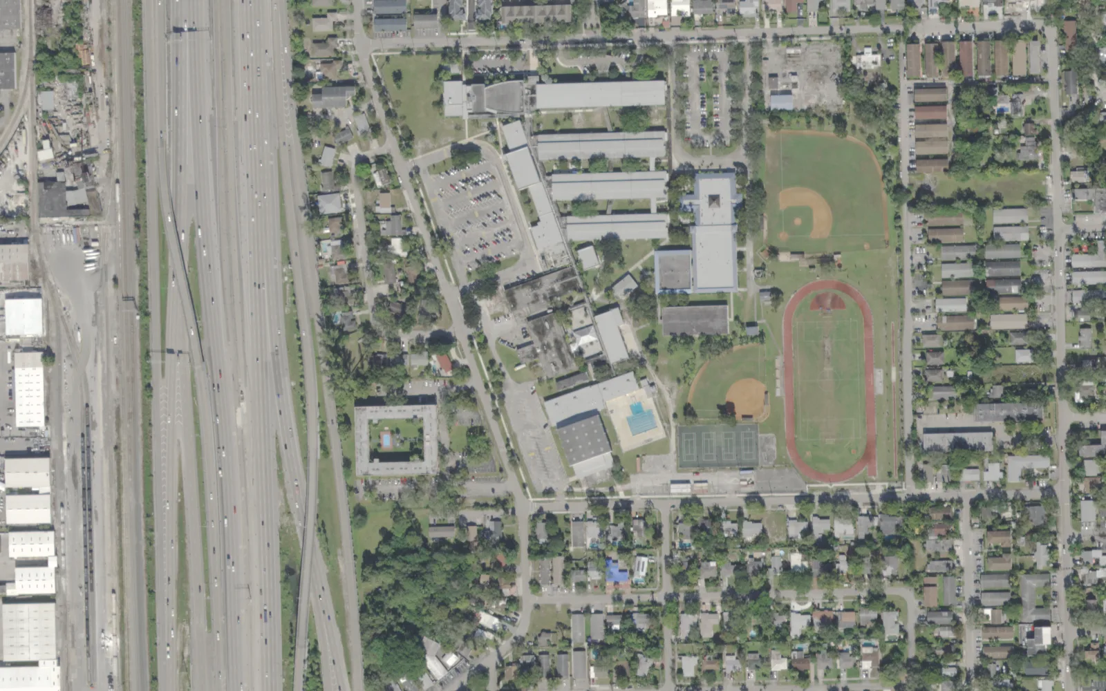 Stranahan High School's campus on SW Fifth Place in Fort Lauderdale, seen from the air