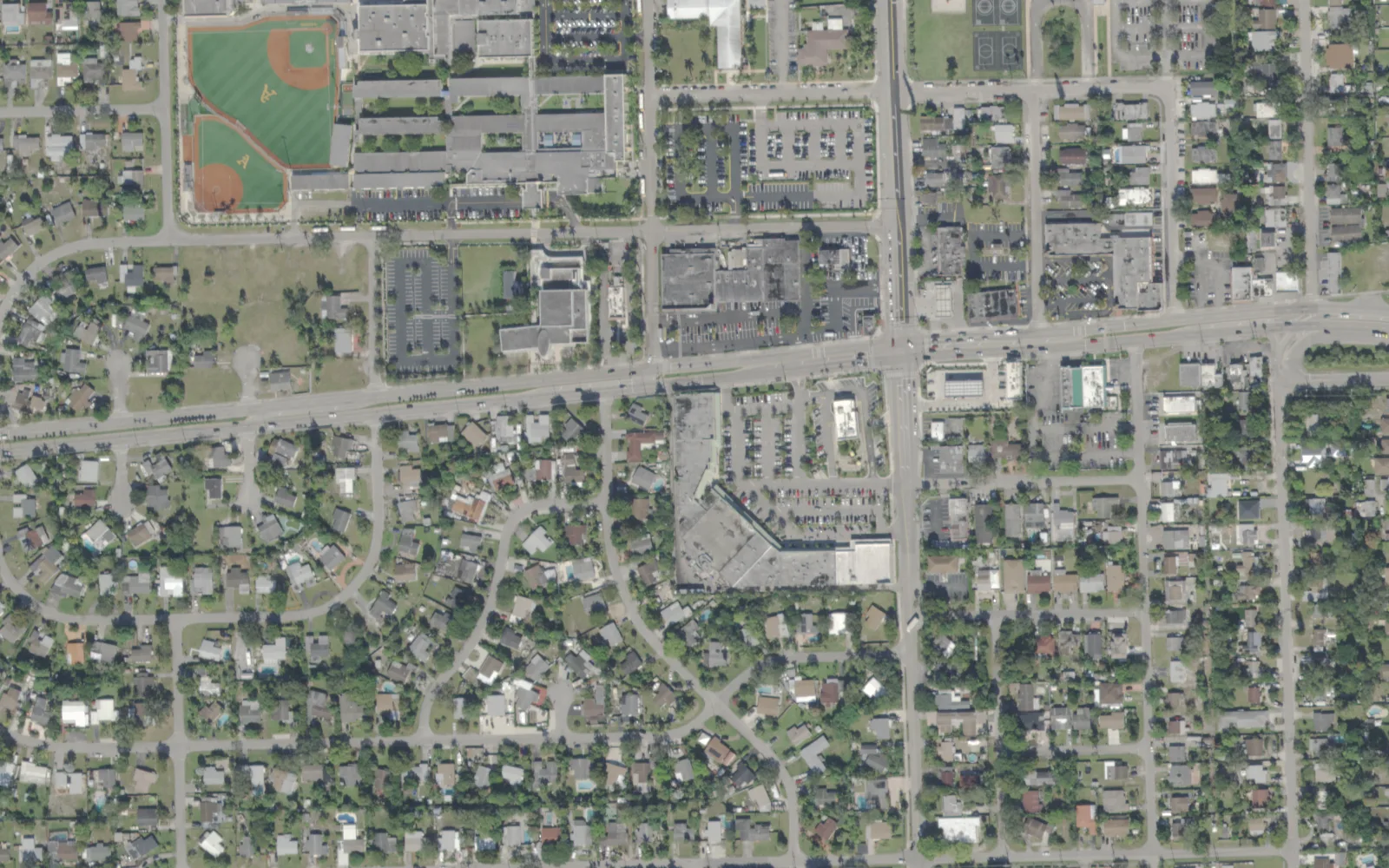 SunEd High of South Broward's site on Davie Boulevard in Fort Lauderdale, seen from the air