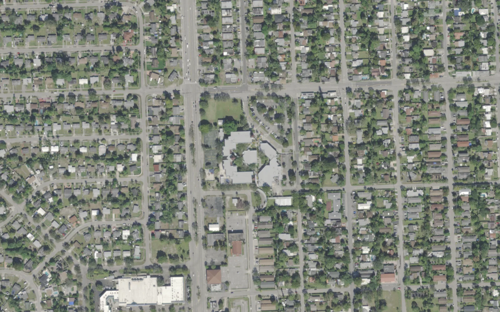 Thurgood Marshall Elementary School's campus on NW 13th Street in Fort Lauderdale, seen from the air