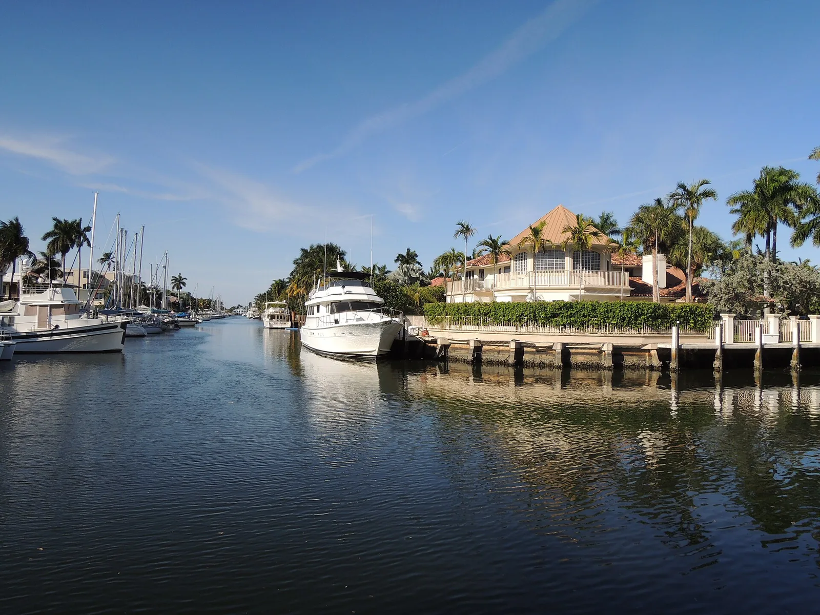 Homes and boats along a canal off Las Olas Boulevard in Fort Lauderdale.